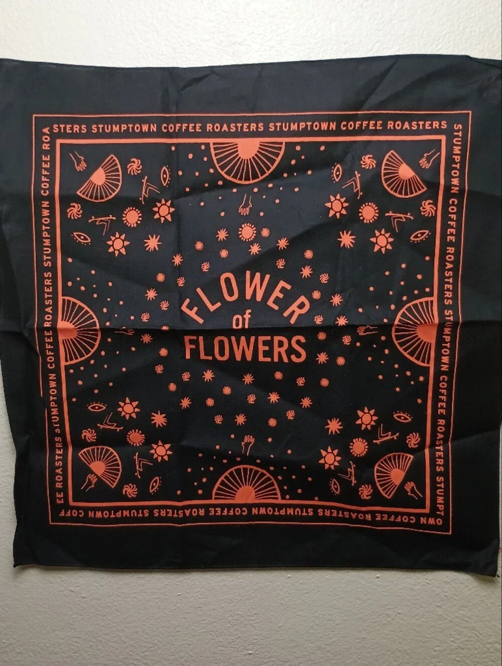 Stumptown Black & Orange 'Flower of Flowers' Wall Bandana